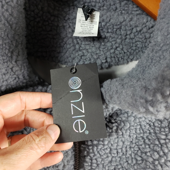 Onzie Teddy Sharpa Fleece Coat Pockets Zip Up Lined Jacket Pockets - Picture 9 of 12